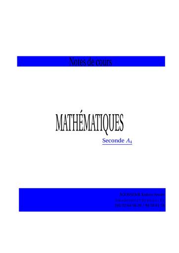 COURS DE Mathématiques 2nde A APC by Tehua