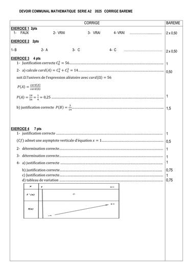 DEVOIR UP 2300 Gagnoa 2024 2025 Maths Tle A2 Barême by Tehua