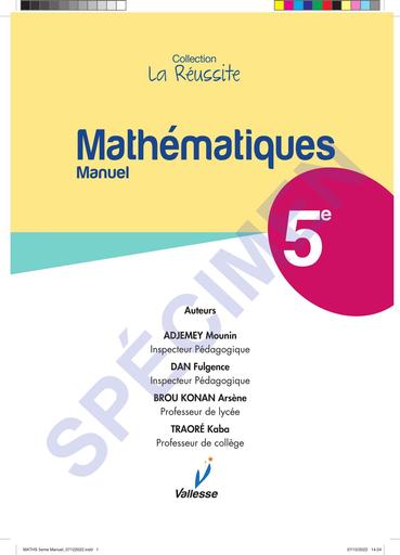 MATHS 5eme Manuel la reussite vallesse SPECIMEN by Tehua