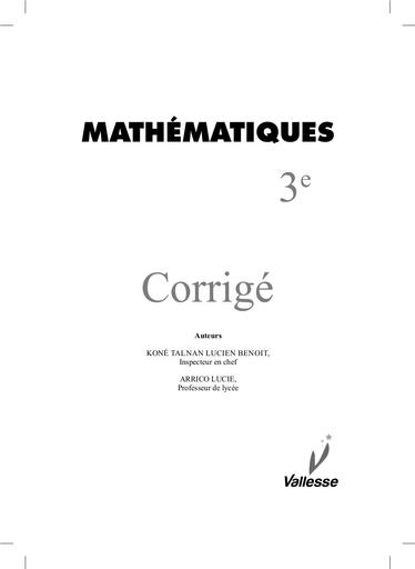 Vallesse CORRIGE Maths 3e by Tehua