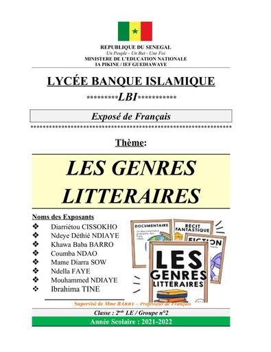 Exposé Les Genres Littéraires by Tehua