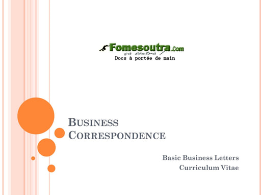 Basic Business Letters and Curriculum Vitae