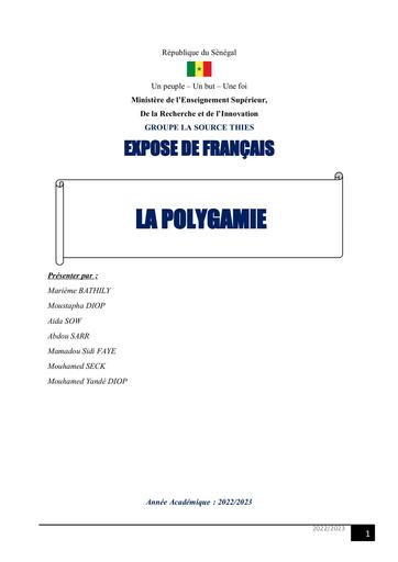 EXPOSÉ SUR LA POLYGAMIE by Tehua