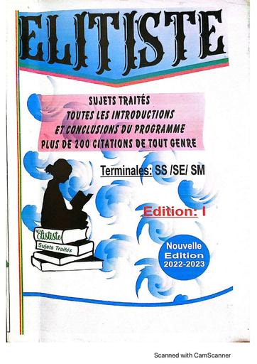 DOc Elitiste Sujets traités Français Tle ABCD Edition 2023 by Tehua