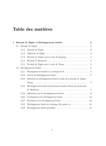 Sup Chapitre 2 Analyse 2, Taylor et DL by Tehua