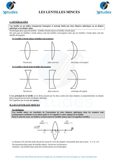 Cours B Optique lentilles minces 1iere S by Tehua