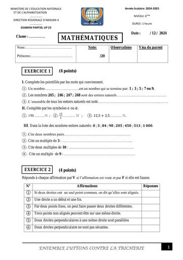 Composition générale MATHS 6è décembre 2024 plus bareme by TEHUA