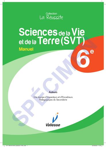 SVT Manuel 6ème SPECIMEN collection la réussite édition Vallesse by Tehua