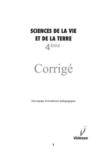 CORRIGE CAHIER SVT 4e Vallesse by Tehua