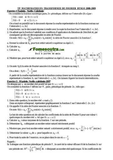 TP corrigé (2) Transformée de Fourier Maths BTS GO
