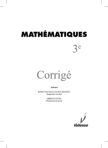 CORRIGE CAHIER MATHS 3e vallesse by TEHUA