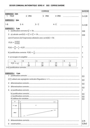 DEVOIR UP 2300 Gagnoa 2024 2025 Maths Tle A1 Barême by Tehua