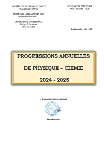 Physique Chimie Progressions annuelles 2024 2025 by Tehua