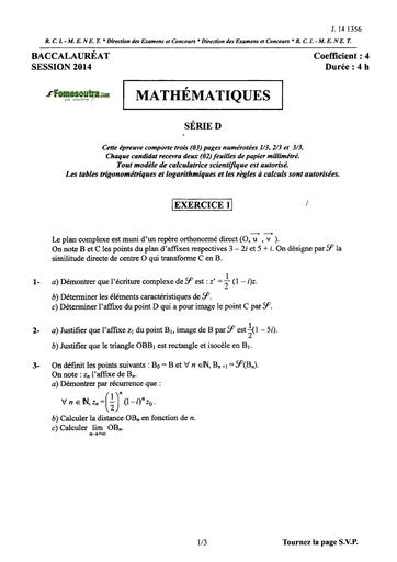 Bac d maths 2014 by TEHUA