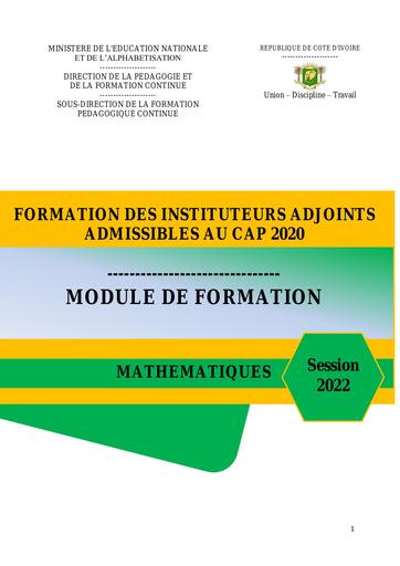 Cafop MODULE MATH Fomration IA 2022 2 by Tehua
