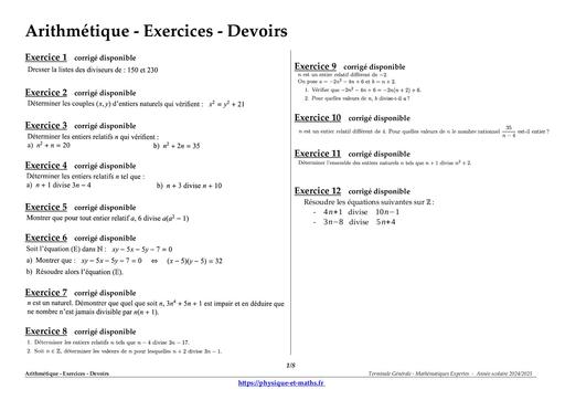 Arithmetique exercices & devoirs by Tehua