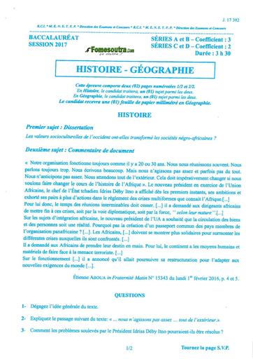 Bac a b c d histoire Geographie 2017 by TEHUA