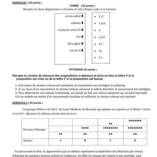 Composition generale Decembre 2024 UP 13 ADAMA SANOGO SUJET DE PC 2nde C by Tehua