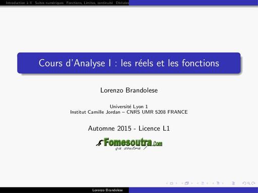 Maths sup Cours d'Analyse L1 by TEHUA