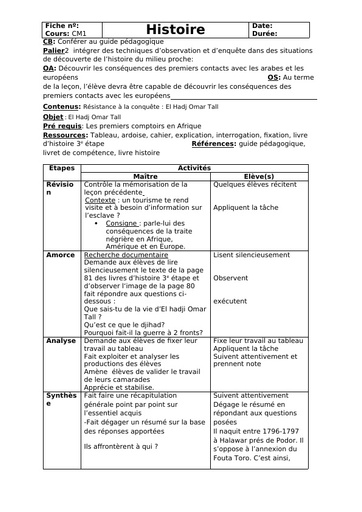 Fiche de cours CM Histoire 2 by Tehua