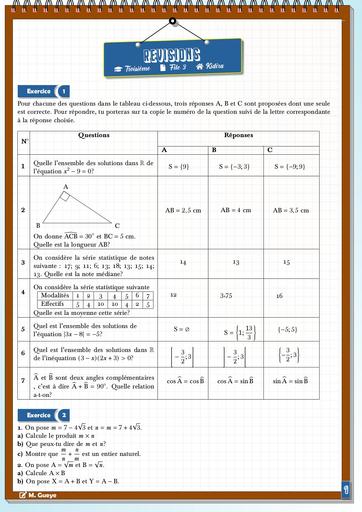 Revision fiche 3 Maths 3ieme by Tehua