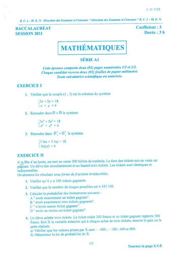 Bac a1 math 2011 by TEHUA