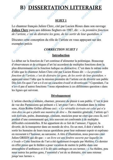 Dissertations Corrigées Français Tle by Tehua