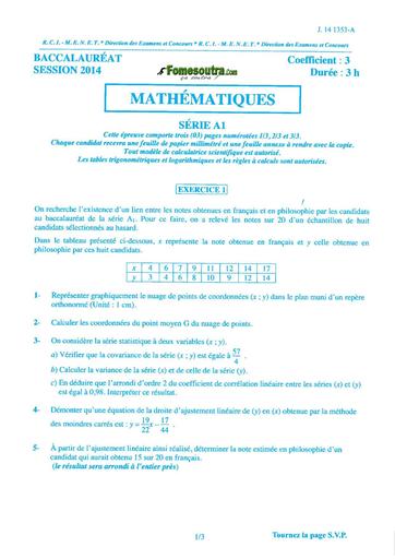 Bac a1 math 2014 by TEHUA