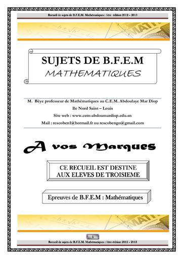 Annale maths 3è Sénégal