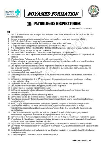 TD infas pathologies respiratoires L1 BY TEHUA