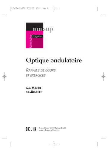 Optique ondulatoire rappels de cours et exercices belin by Tehua