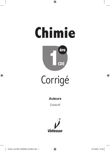 Chimie 1ere CDE CORRIGE Vallesse by Tehua