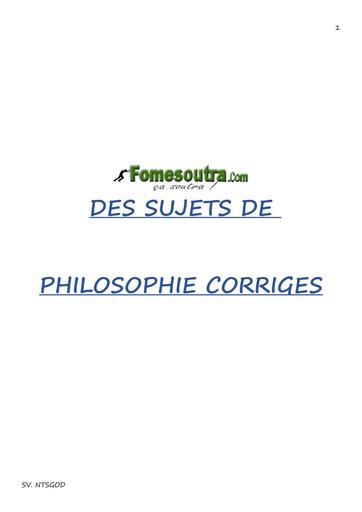 Sujets de philosophie Tle corrigés By TEHUA