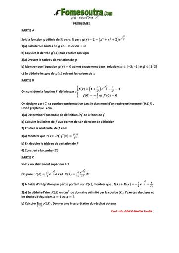 Taoffic terminale S maths collection etude de fonctions