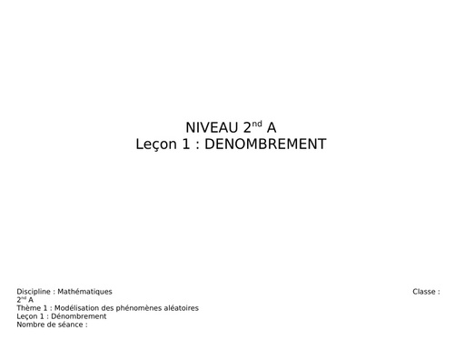 Fiche de cours Maths 2nde A Leçon 3 Denombrement by Tehua