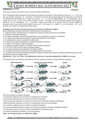 SUJET 08 PREPA BAC D ELITE RENFO 2024 SERIE 2 BY TEHUA