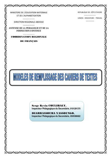 REMPLISSAGE DE CAHIERS DE TEXTES by Tehua