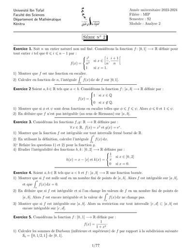 Sup Maths Analyse 2 série 2 By Tehua