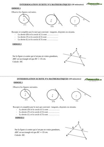 INTERROGATION ECRITE N°2 MATHS NIVEAU 4ieme JANVIER 2025 BY TEHUA