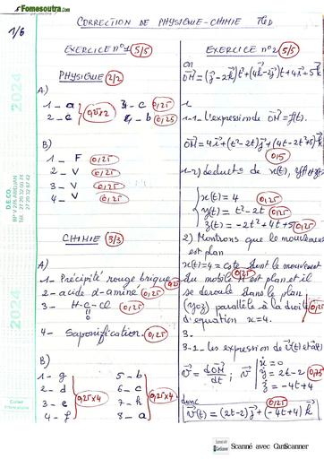 Composition generale Decembre 2024 UP 13 ADAMA SANOGO BAREME PC Tle D by Tehua