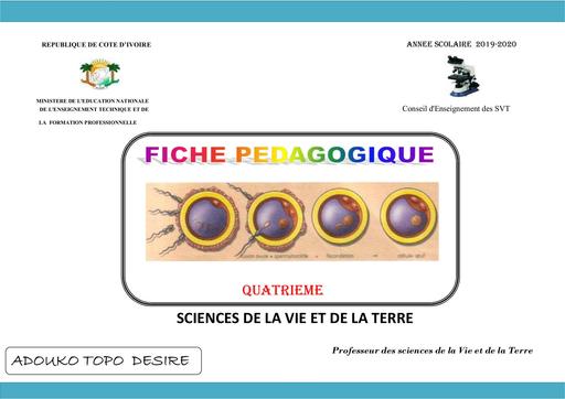 Fiche pedagogique SVT 4eme 2019 2020 by Tehua