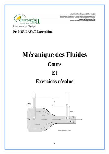 Cours et Exercices Corrigés Mécaniques des fluides by Tehua