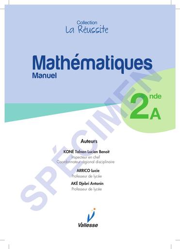 Maths 2nde A Manuel SPECIMEN collection la réussite edition Vallesse by Tehua