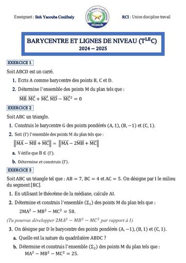 Devoir de maths N°2 de Tle C (2024 2025) by Tehua