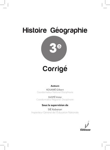 CORRIGE CAHIER HG 3e vallesse by TEHUA