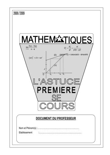 DOC PROF cours de Maths 1ière D by Tehua