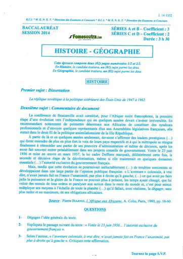 Bac a b c d histoire Geographie 2014 by TEHUA