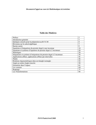 Document D'appui cours de Maths 3ième PRF FATICK by Tehua