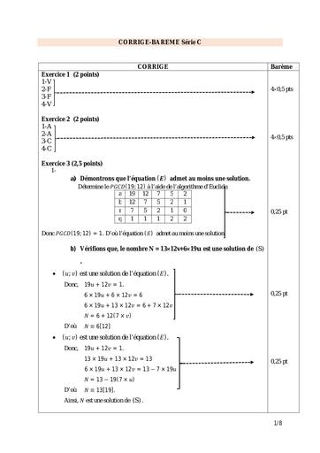 Sujet Tle C Corrigé maths (N°1) bouafé Examen régional 2024 barème by Tehua