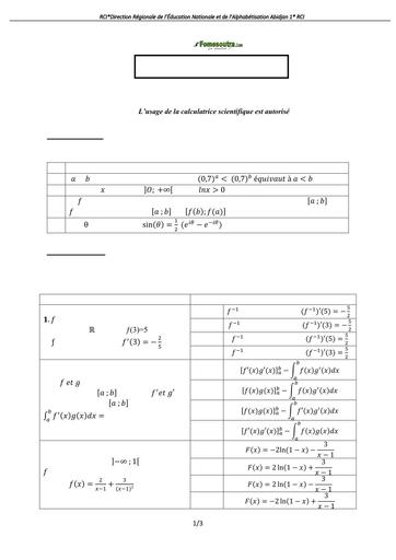 SUJET Examen Bac blanc 2024 Maths SERIE D Dren Abidjan 1 by TEHUA